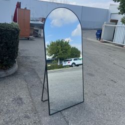 70x32 Full Length Arch Floor Mirror with Stand, BLACK