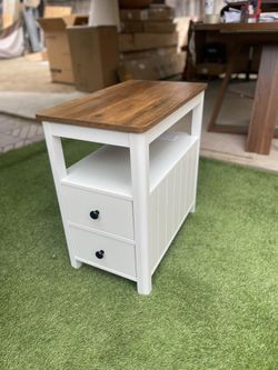 White Side Table with Two Drawers