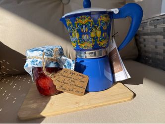 New , Brandani Italian Lemon Moka Pot Mug Gift Set(ideal for the Mother’s Day)