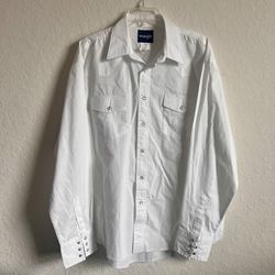 Vintage Wrangler Pearl Snap Men's Western Shirt Size Large White 