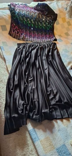 Black Sequin 2 Piece Top & Skirt Set