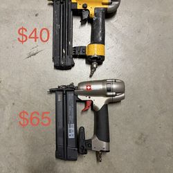 $40 Dewalt 18 gauge or $65 New Porter Cable air nailer pneumatic
