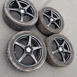 4 — 245/40r18 5x4.5 5x114.3 5x100 5x3.94 Velocity Civic Accord Camry Altima Wrx Impreza Frs Brz Wheels Rims Good 90% Treads Tires!