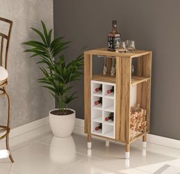 Mini Bar Wine Rack Wooden Finish