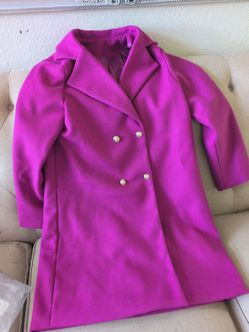 Women's Fuchsia Double-Breasted Coat – XXL – Brand New