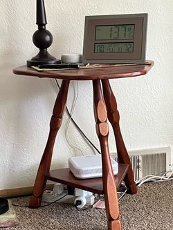 Wood Side Table with Lower Shelf