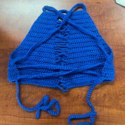 Hand Crochet Royal Blue Sparkly Women’s Halter Top 💙