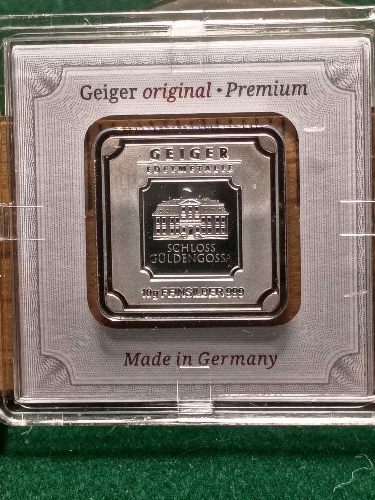 10 Gram fine Silver Geiger Bar