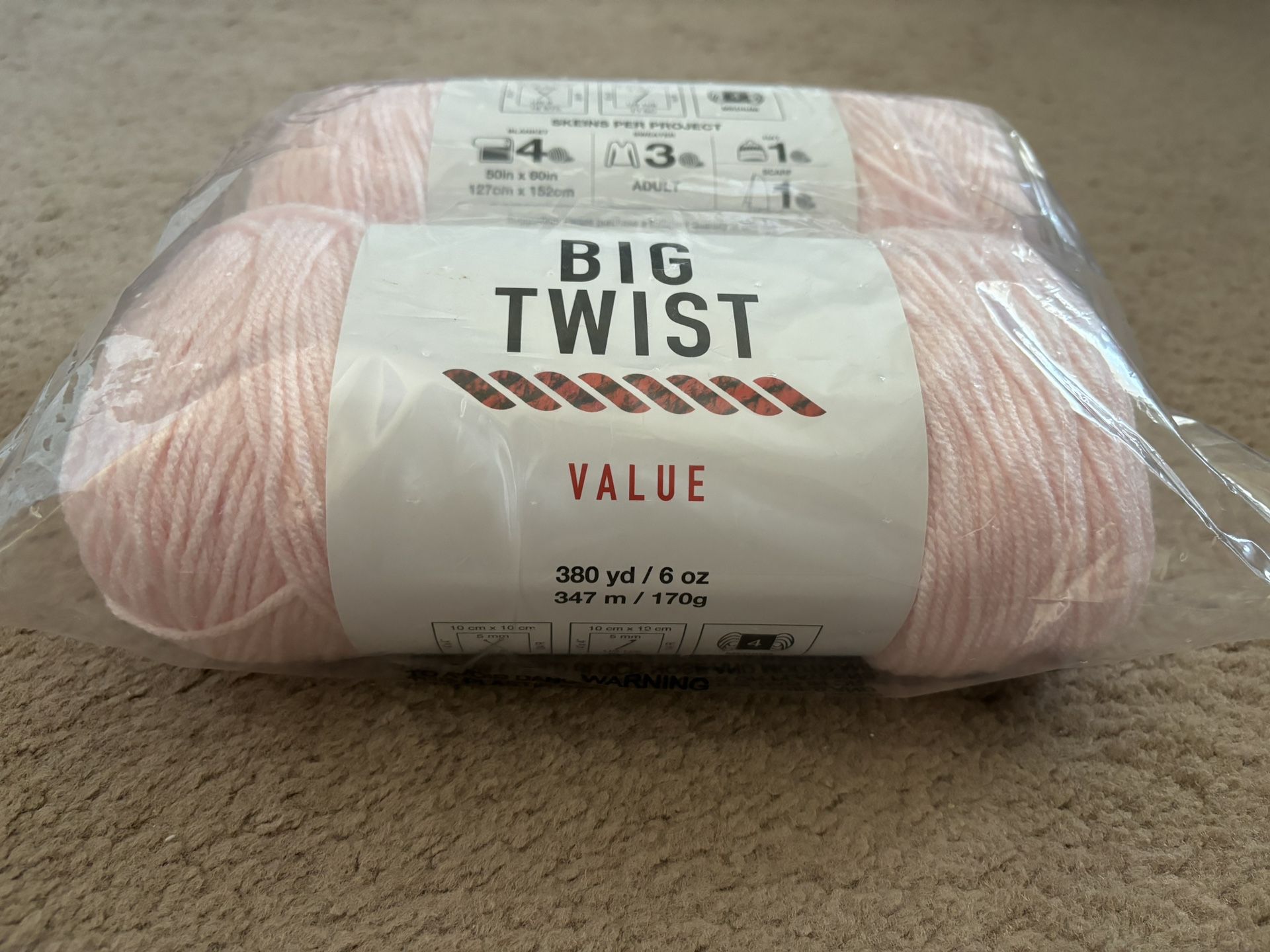 Baby Pink Big Twist Yarn