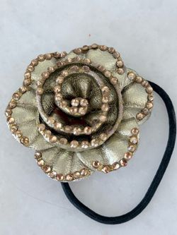 Gold Flower Hair Tie with Rhinestones