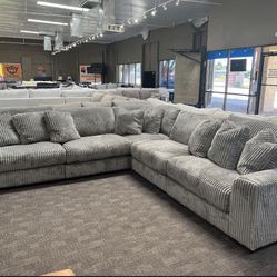 Grey Corduroy Sectional 