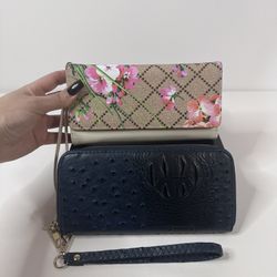 Pink Floral & Blue Crocodile Wallet Wristlets (Unknown Brand Bundle)