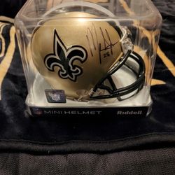 Sign Mark Ingram Mini Helmet With Free Saints Decal