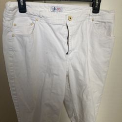 White Cropped Jeans . Size 14