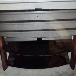 3 glass and wood Shelf TV stand