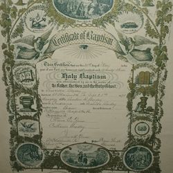Antique Certificate Of Baptism From 1873