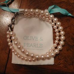 Functional Faux Pearl Dog Collar