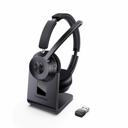Wireless Headset, Bluetooth Headset With Noise Cancelling Microphone, Best Headphones With Mic Mute & USB Dongle For PC/Computer/Laptop/Cell Phones/Re