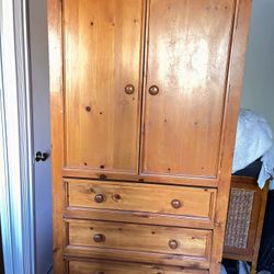 Solid Wood Armoire / Storage Cabinet with Drawers – Rustic Farmhouse Style