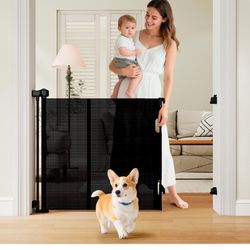 Retractable Baby Gate 59 Inch Safety Gate for Stairs Doorways Hallways Pets