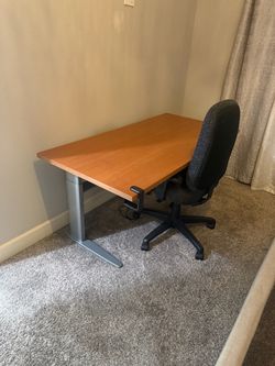 Wood Top Office Desk with Metal Frame