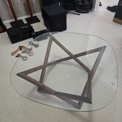 West Elm Spindle Glass Top Coffee Table Mid Century Modern