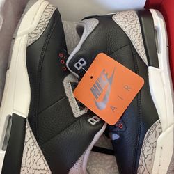 Air Jordan 3 Retro (GS) Black/Fire Red Cement Greyb