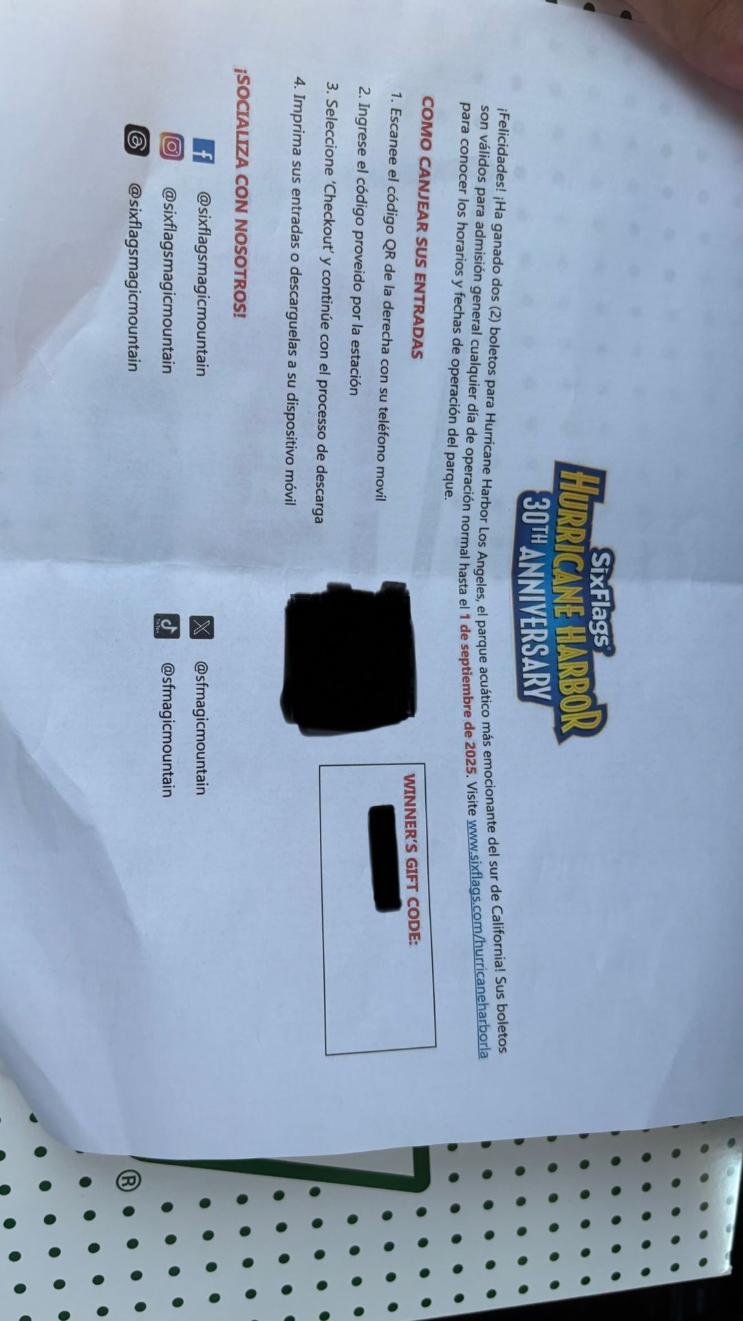 2 Hurricane Harbor Tickets