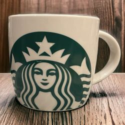 STARBUCKS Large Mermaid Logo Mug 14 Oz 2017 White Green Ceramic Coffee Tea Cup