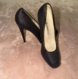 Brian Atwood Black Platform Stiletto Round Toe Slip On Heels Women's EU 40/US 9.5