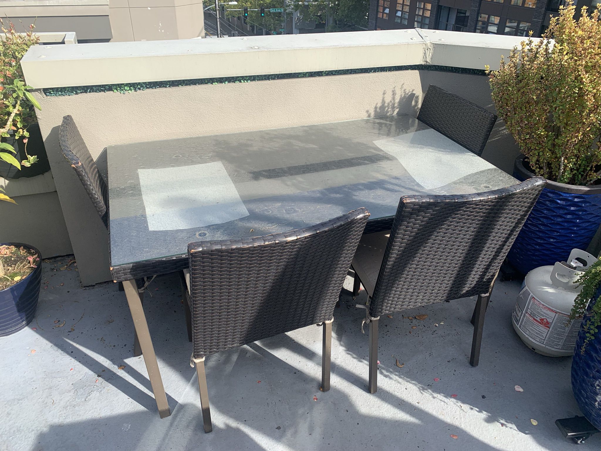 Free Glass Top Outdoor Table w/ 4 Chairs