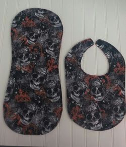 Lil buckaroos burp cloth and bib set skulls