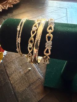 Gold-Tone Crystal Bracelet Set