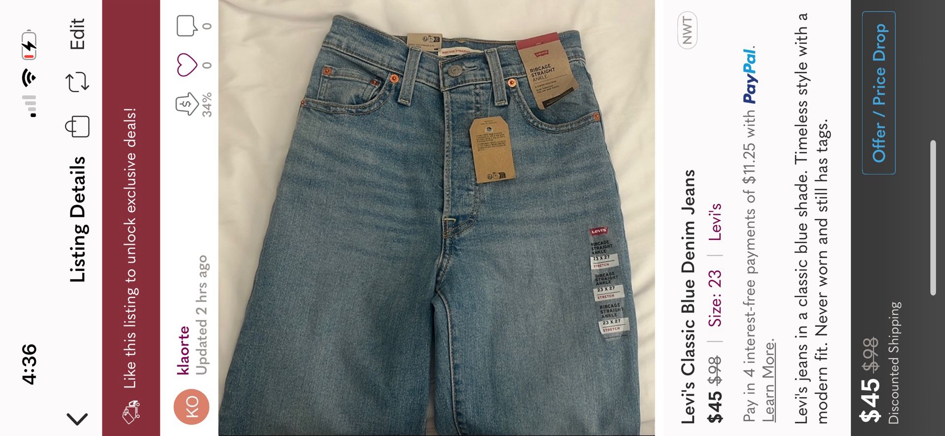 Levi’s Women’s Classic Blue Jeans