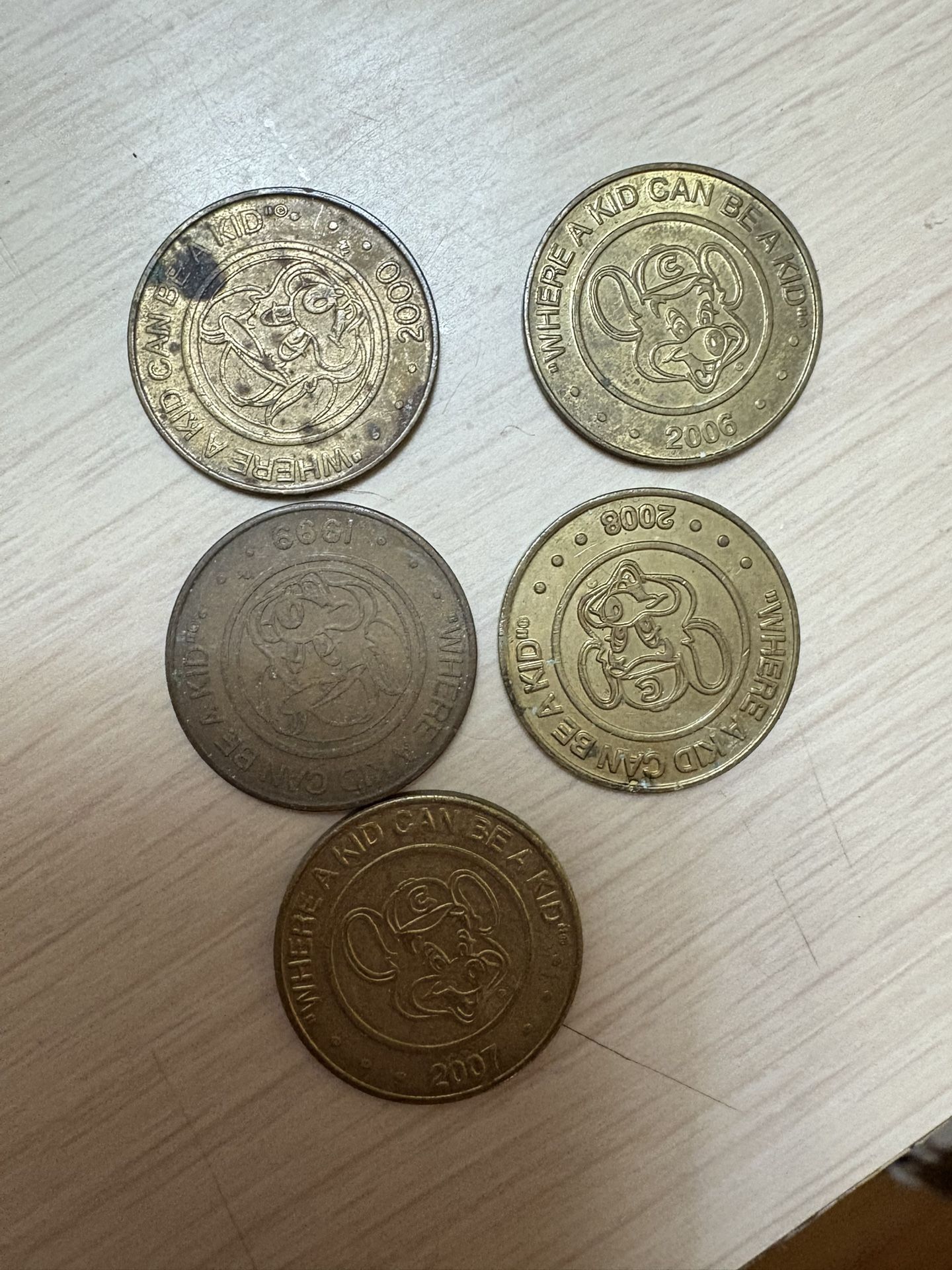 Chuck E Cheese Token Lot of 8 Vintage Early 2000s Aesthetic