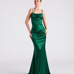 Long Green Dress Strapless 