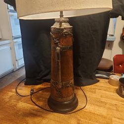 Vintage stein lamp Wood believe it is from the nineteen forties early fifties