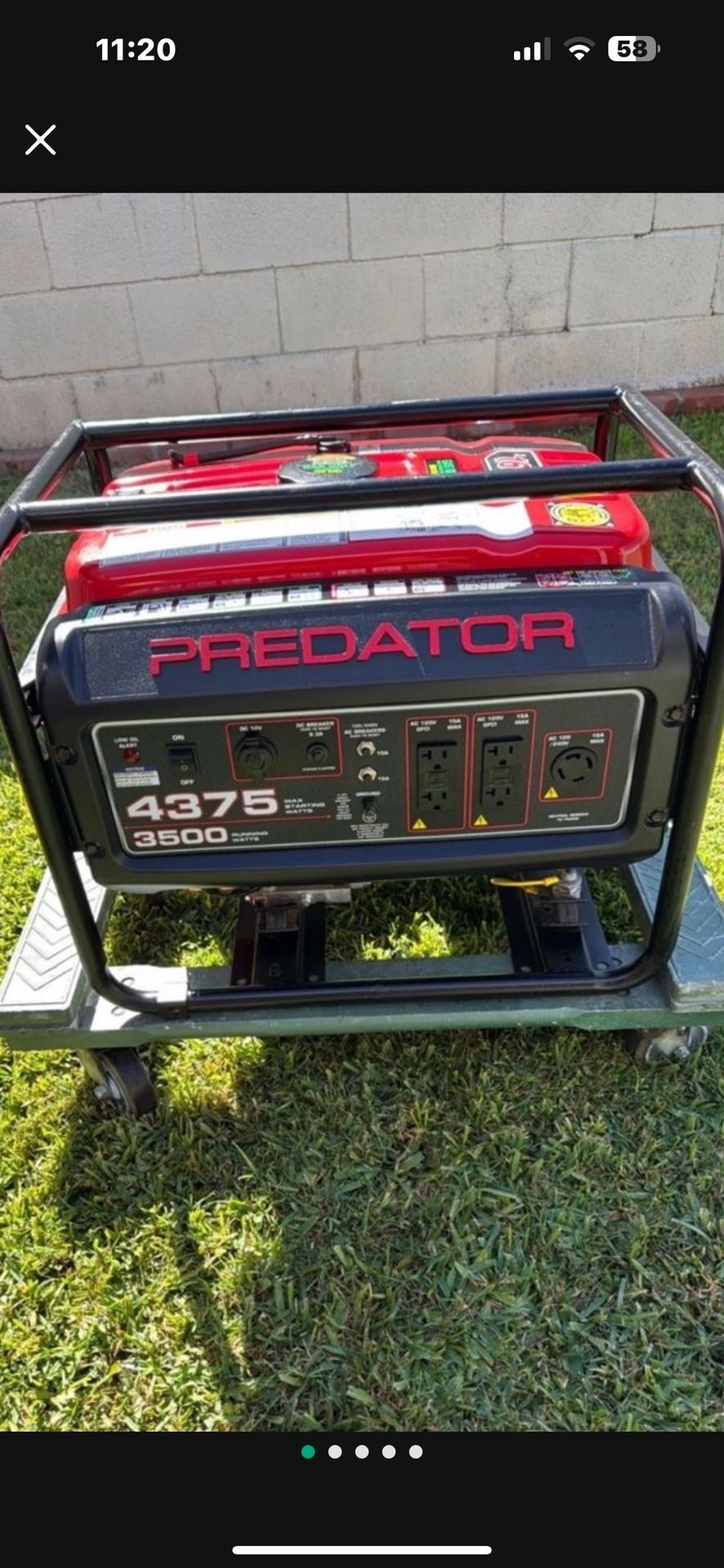 PREDATOR GENERATOR ,4375 WATTS,QUIET RUN.. **** NEW**** $400