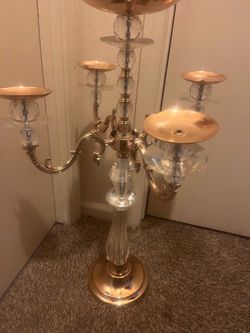 Gold Crystal Candelabra Candle Holder