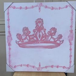 New Oopsy daisy Too Wall Decor Pink Princess Canvass Print Wall Hanging Pic