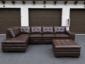 Sectional Couch/Sofa - Brown - Leather - Delivery Available 🚛