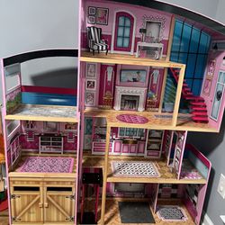 KidKraft Shimmer Mansion Dollhouse with Barbies and LOTS OF TOYS