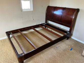 Solid wood queen bed frame
