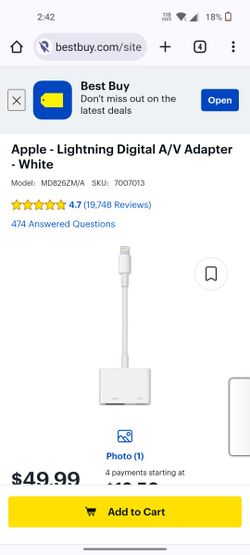 Apple - Lightning Digital A/V Adapter - White