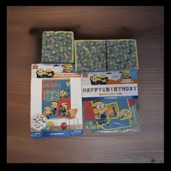 Minions Birthday Party Supplies (banners, Backdrop With Props, 48 Napkins