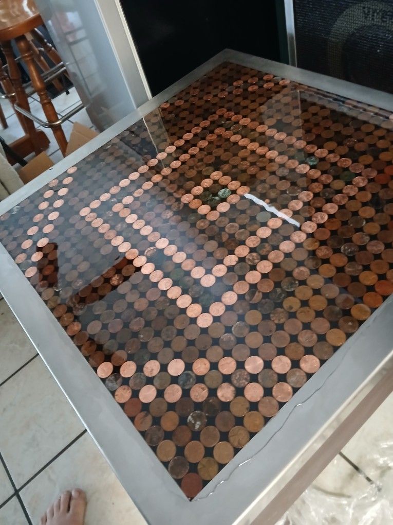PENNY TABLE WITH EPOXY FINISH for Sale in Lutz, FL - OfferUp