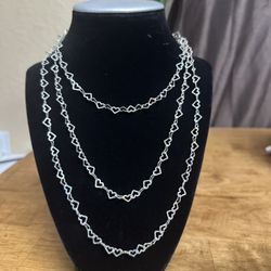 Beautiful 925 Sterling Silver Heart Strand Necklaces