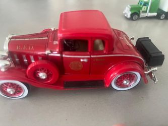 5 collectible trucks   2 Bank trucks 1 Ajax Flatbed truck 1 Publix Semi truck with doors that open 1 Red Ford fire chief truck  ALL 5 for $100 or $35 