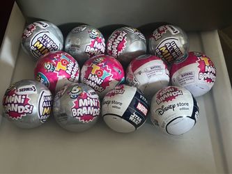 Mini Brands Lot Of 12 Balls - Series 3 (gray), Toy Series 2 (pink), Disney