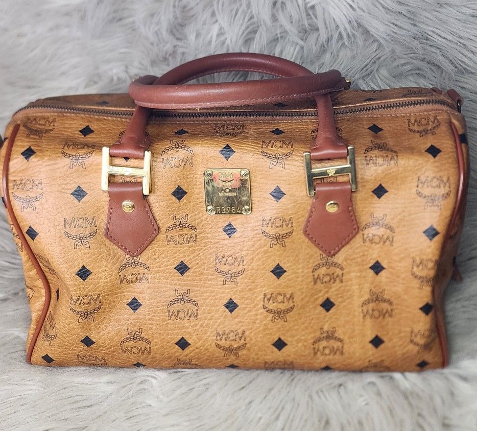 MCM Cognac Brown Leather Hand Bag
Shoulder Bag Boston Bag